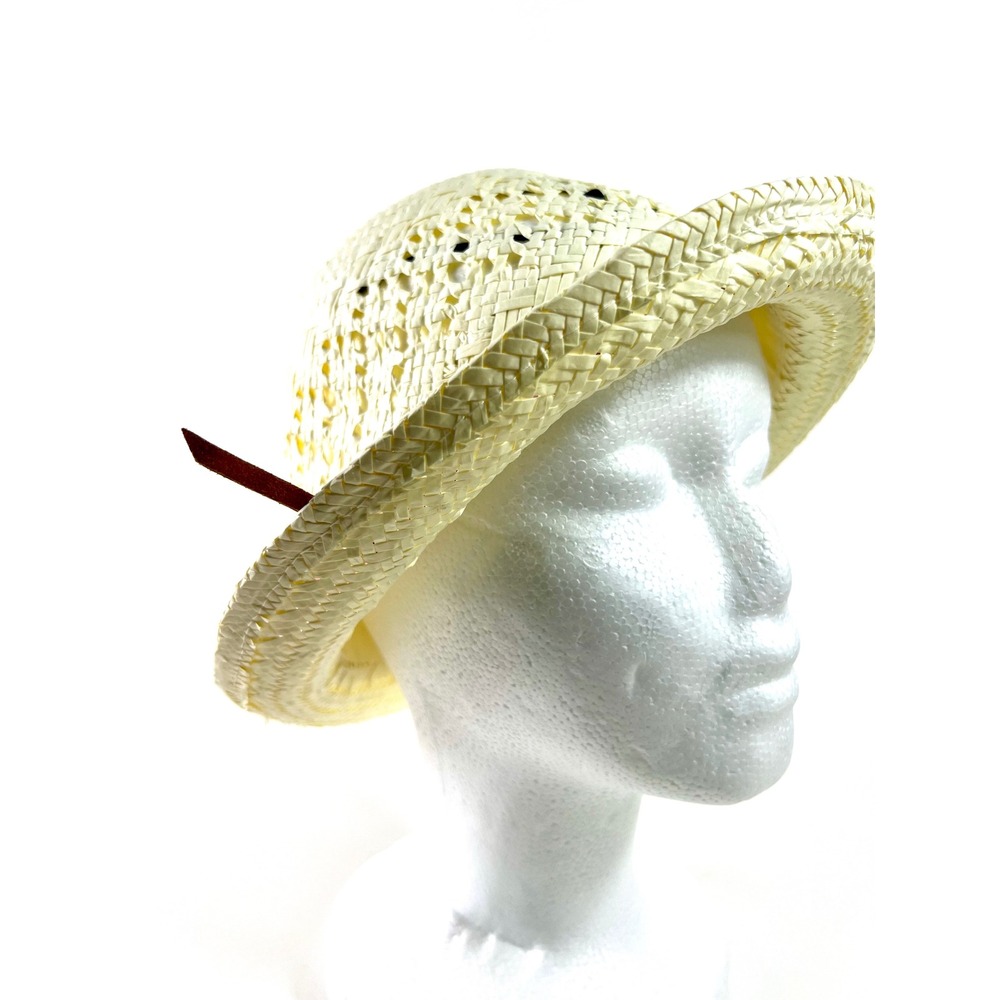 Unbranded‎ 04 Stripe Fedora Straw Hat Cream Colorful Ribbon Band OSFM NEW